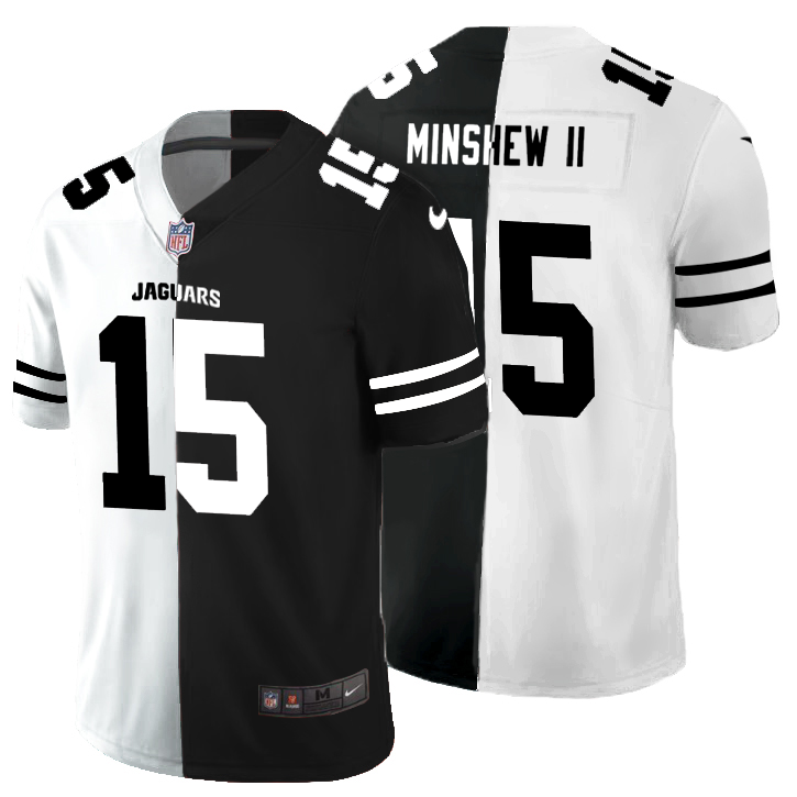 Cheap Men Nike Jacksonville Jaguars 15 Gardner Minshew II Black V White Peace Split Vapor Untouchable Limited NFL Jersey